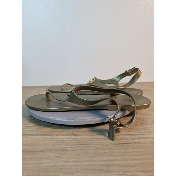 Michael Kors Thong Sandals Gold Slingback Jelly Women's SZ 11 M Summer Designer - Picture 7 of 8